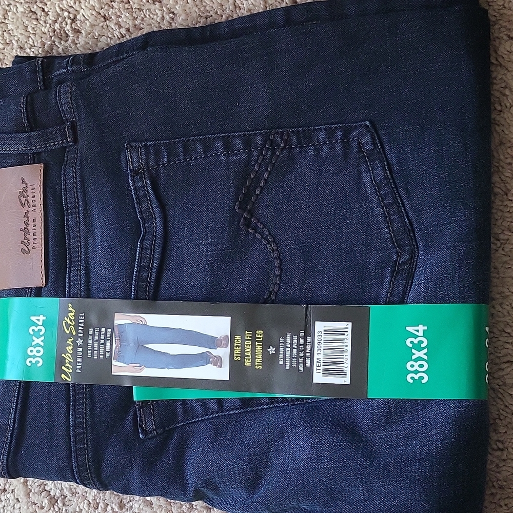New Urban Star Premium Apparel jeans 38x34 stretch, relaxed fit, straight leg